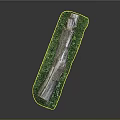 Natural Wooden Log Decorative Piece With Green Grass Base On Dark Background