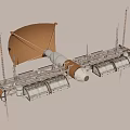 Orbiting Space Station Structure With Earth Background And Solar Panels 3d model