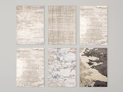 Square Rugs With Various Abstract Patterns And Neutral Tones For Interior Design 3d model