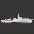Detailed Warship Model Showcasing White Hull Structure And Radar Equipment On Deck 3d model
