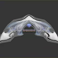 Futuristic Sci Fi Weapon With Transparent Blue White Sleek Design And Sharp Edges 3d model