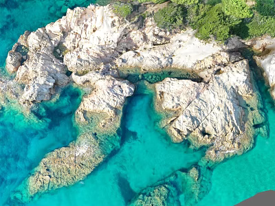 Natural Micro Terrain With Rocky Formations Clear Turquoise Water And Green Vegetation 3d model