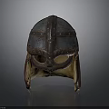 Ancient Viking Style Metal Helmet Weapon With Decorative Rivets And Historical Design