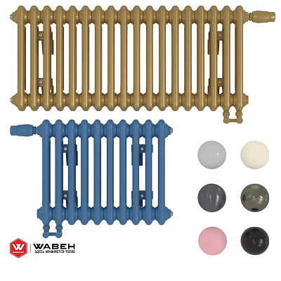 Stylish Golden And Blue Radiators With Colorful Decorative Balls For Home Heating 3d model