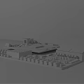 Detailed Architectural Model With Various Structures White Building And Blue Areas