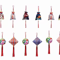 Traditional Chinese Hanging Ornaments With Various Shapes Colorful Patterns And Tassels