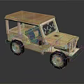 Vintage Beige Jeep With Canvas Top Open Doors And Large Tires