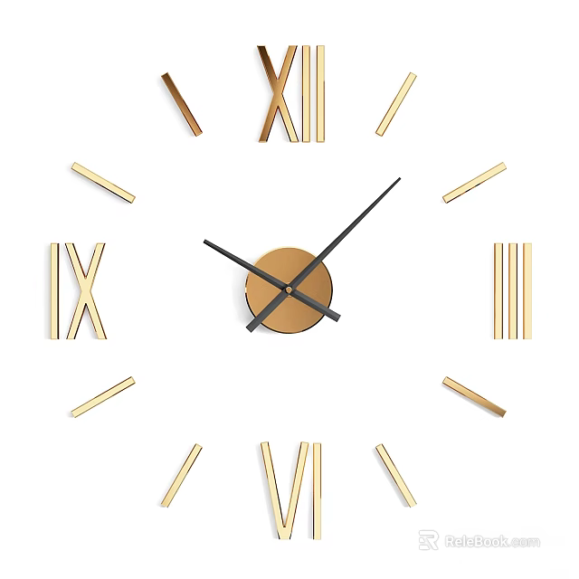 Minimalist Wall Clock Design With Roman Numerals And Black Hands On White Dial 3d model 