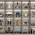 Electric Toys Robot Models On Display Shelves With Various Designs And Colors
