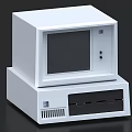 Vintage White Desktop Computer With Square Monitor And Base Unit Controls