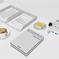 Stylish White Books and Magazines Display With Coffee Cup Sticky Notes And Business Card Holder