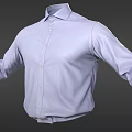 White Formal Long Sleeve Shirt with Collared Design and Reflective 3d model