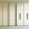 Modern Cream White Large Wardrobe Set With Long Metal Handles For Bedroom Clothes Storage