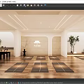 Yoga Fitness Studio With Wooden Floor And Multiple Yoga Mats For Exercise Training
