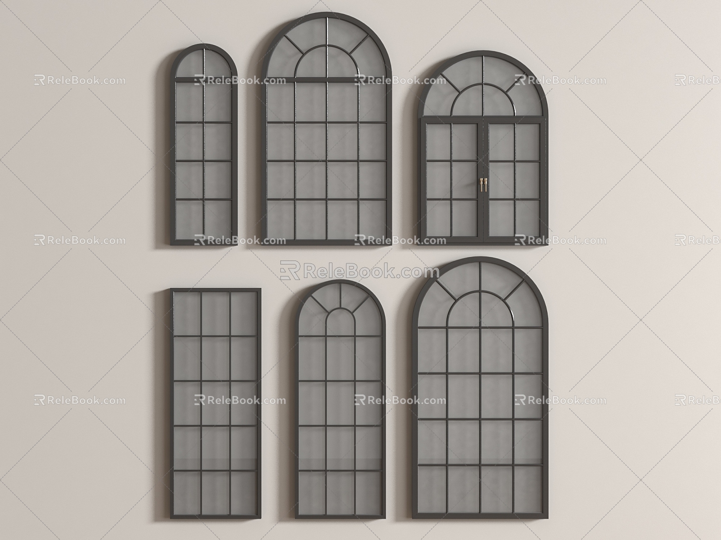 French Window Curved Window French Window Partition Window 3d model