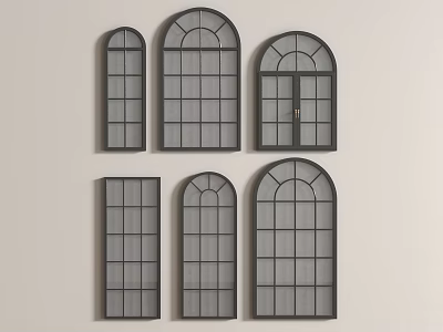 French Window Curved Window French Window Partition Window 3d model