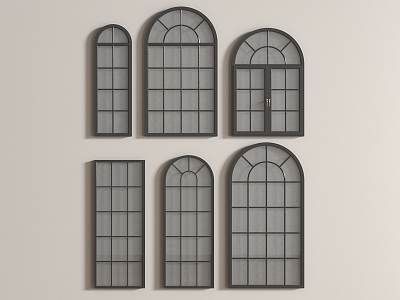 French Window Curved Window French Window Partition Window 3d model