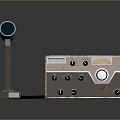 Professional Microphone With Stand And Audio Control Unit Featuring Multiple Knobs And Buttons 3d model