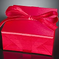 Red Textured Gift Box With Decorative Ribbon Bow And Shiny Surface 3d model