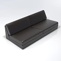 Modern Black Leather Two-Seater Sofa with Sleek Design and Clean Lines 3d model
