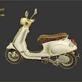 Sleek White Scooter With Brown Leather Seat Silver Side Mirrors Black Wheels And Modern Design