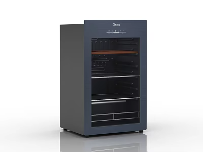 Modern Black Wine Cabinet With Glass Door And Multiple Storage Shelves 3d model