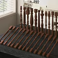 Brown Wooden Railing Components Including Balusters And Handrails Displayed On Indoor Table