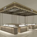 Elegant Modern Jewelry Store Interior With Bright Lighting And Display Counters 3d model