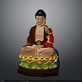 Exquisite Hand Carved Buddha Sculpture With Colorful Lotus Base And Sitting Posture