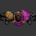 Man In Futuristic 3D Model Design With Purple Pink Outfit And Yellow Orange Shoulder Armor