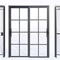 Modern Glass Doors With Black Frame And Transparent Panel Design 3d model
