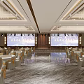 Elegant Luxury Hotel Banquet Hall With Polished Marble Floor LED Stage And Round Dining Tables