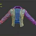 Blue Denim Jacket With Distressed Design And Spread Arms Casual Style