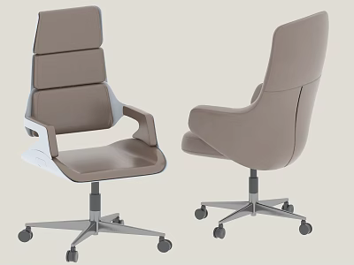Modern Office Desk With Leather Upholstered Swivel Chairs And Rolling Casters 3d model