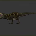 Realistic T-Rex Dinosaur With Open Mouth And Brown Black Striped Body Standing On Gray Background