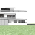 Modern White Two Story Detached Villa With Green Trees And Car In Front