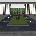 Modern Garden Landscape With Stone Path Wooden Screens And Green Lawn Walkway