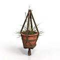 Woven Rope Hanging Planter With Terracotta Pot And Green Plant For Home Living