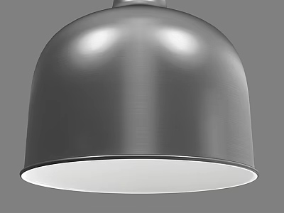 Modern Gray Metallic Dome Pendant Light With Smooth Surface And White Bottom Light 3d model