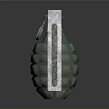 Green Military Hand Grenade With Textured Surface Metal Handle Pull Ring Yellow Red Stripe