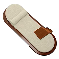 Modern Lounge Chair with Beige Cushion Wooden Frame Orange Towel Metal Legs and Comfortable Design