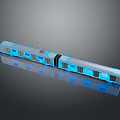 Modern Blue and Silver Train with Multiple Carriages and Sleek Windows 3d model