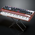 Lego Bricks Constructed Musical Instrument Keyboard With Knobs White Keys And Black Stand