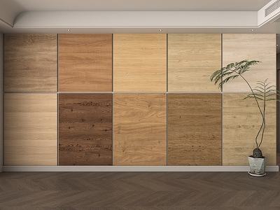 Wood veneer wall panel wall veneer wood veneer background wall 3d model