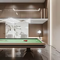Basement Modern Interior Design With Billiard Table Wooden Panel Walls And Pendant Lighting