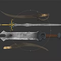 Ancient Weapons Collection Featuring Curved Swords Long Blades And Metal Handles