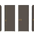 Modern Hinged Doors With Dark Brown Finish And Gold Accent Hardware