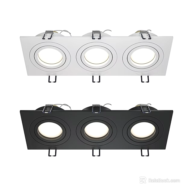 3 Light Recessed Downlights White and Black Modern Ceiling Lighting Fixtures 3d model 