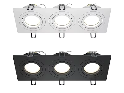 3 Light Recessed Downlights White and Black Modern Ceiling Lighting Fixtures 3d model