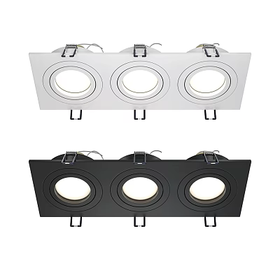 3 Light Recessed Downlights White and Black Modern Ceiling Lighting Fixtures 3d model